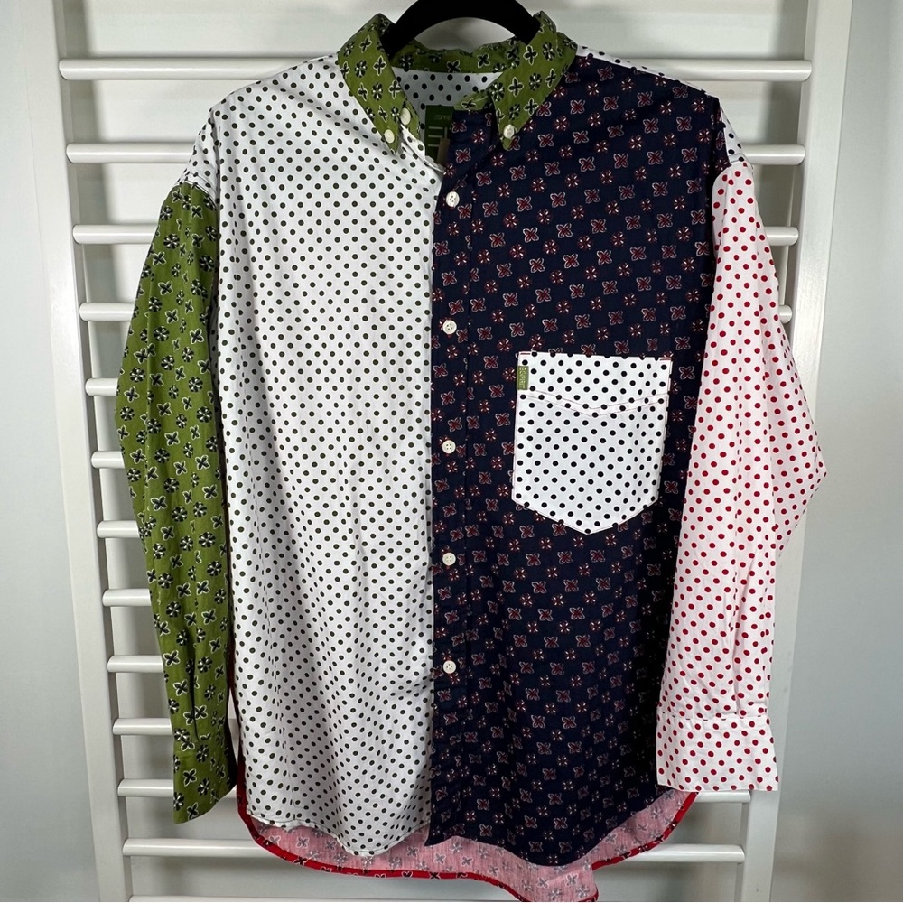 Vintage Esprit Colorblock Bandana Print 100% Cotton Button-up Shirt, Men's Small